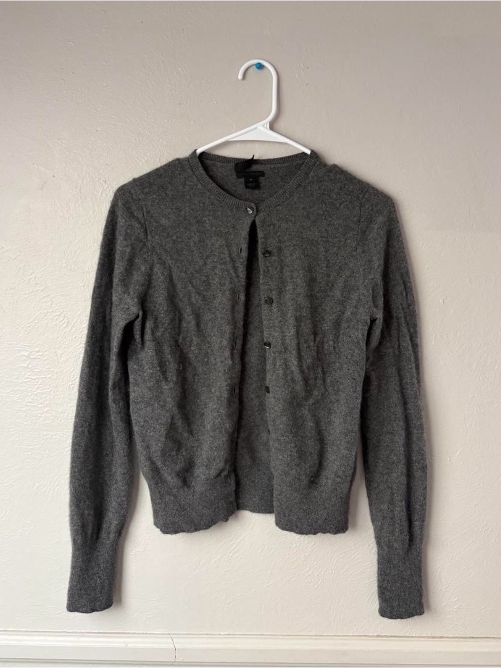 100% Italian Cashmere J. Crew Women’s Dark Gray Button-Front Cardigan